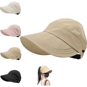 Women's Large Brim UV Protection Empty Top Sun Hat, Outdoor Packable uv Protection Hollow Top Sun Hat for Women