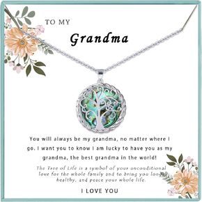 SmileBelle Bonus Mom Necklace Silver Tree of Life Necklace as Step Mom Gifts, Birthday Gifts for Stepmom as Bonus Mom Gifts From Daughter, Step Mom Necklace as Stepmother Gifts