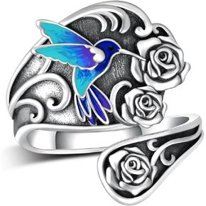Hummingbird Ring 925 Sterling Silver Hummingbird Spoon Ring Hummingbird Thumb Ring Hummingbird Jewelry Gifts for Women
