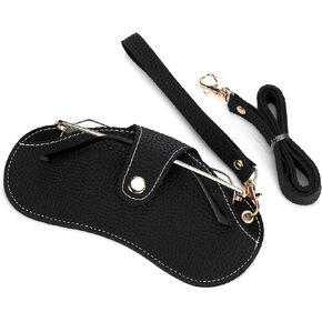 Soleebee Portable Eyeglass Pouch with 2 Lanyards, Soft Leather Glasses Holder Case Anti-Scratch Sunglasses Bag Pouch