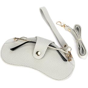 Soleebee Portable Eyeglass Pouch with 2 Lanyards, Soft Leather Glasses Holder Case Anti-Scratch Sunglasses Bag Pouch