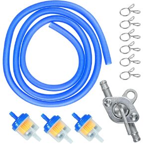 Gas Fuel Line Hose Clamps Fuel Filters with Inline Shut Off Valve Petcock Set for 50cc 70cc 90cc 110cc 125cc 150cc Taotao Coolster Apollo Baja ATV Four Wheeler Dirt Pit Bike (GREEN)