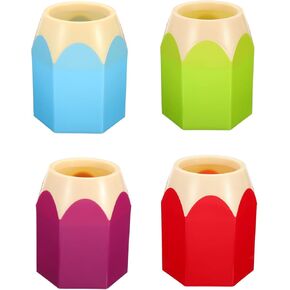 PATIKIL Pencil Holder, 4 Pack Pen Holder for Desk Cute Plastic Pencil Holder for Desk Pencil Holders Cup Organizer Pencil Shape, Assorted Colors