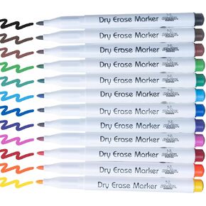 Apostrophe Games Low-Odor Chisel Tip Dry Erase Whiteboard Markers - Multicolor Pen Variety Pack, 12 Colors - Reusable Markers, Wipes Clean