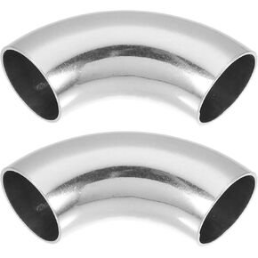 uxcell 2pcs OD 1.25 Inch 90 Degree SS304 Stainless Steel Bend Tube Exhaust Elbow Pipe for Car Modified Exhaust System 3.94" Arc Length Piping Silver Tone