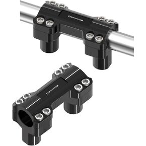 Chrome 1 1/4 Handlebar Risers with Clamping Cover Fits for Harley Davidson Softail Dyna FLS FXD Road King Tourings with 1.25" Knurl Center (Chrome)