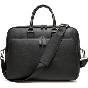 15.35 Inch Full Grain Leather briefcases Laptopfor Mens Travel Case Messenger Bags Black Work Bags Business for Men Best Office Satchel Bag