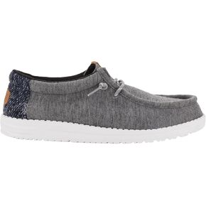 Hey Dude Wally Flex Knit Charcoal/White Size 14, Men’s Shoes, Men's Slip-on Loafers, Comfortable & Light-Weight