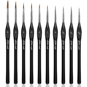 Detail Paint Brushes Dry Brushes, Golden Maple 10PC Flat Miniature Dry Paint Brushes Fine Detail Paint Brush Set for Acrylic, Oil, Watercolor & Citadel, Figurine, 40k.