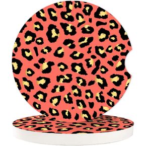 Car Cup Coasters Cute Strawberry Flowers Absorbent Cup Holders,Cork Base Drink Coasters with Finger Notch for Easy Move of Car Cup Holder for Women Men 2.6" 2 PCS