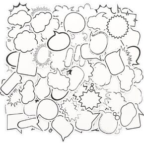 270Pcs Dialog Box Stickers Black White Label Paper Stickers Thought Cloud Sticker Talking Bubble Notes Memo Adhesive Blank Sticker for Scrapbooking Planners Diary Calendar Album Notebook