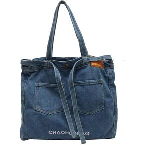 Denim Shoulder Bag Canvas Messenger for Women trendy cute tote hobo crossbady bag Casual jean purse Large Capacity