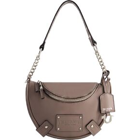 True Religion Women's Shoulder Bag Purse, Faux Suede Small Hobo Handbag with Chain Handle