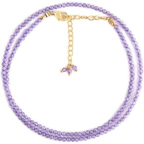 Natural Amethyst Gemstone Bead Necklace for Women, Crystal Gems Healing Necklace, Chakra Stone Bead Necklace, Yoga Stone Beads Necklace Meditation