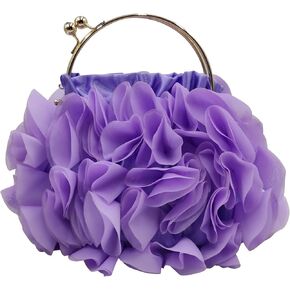 Women Evening Clutch Bag Floral Satin Purses with Chain for Wedding, Party, Prom