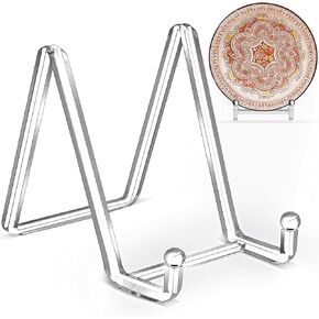 2 Pack 3 Inches Plate Stands for Display Clear Acrylic Square Holder Stand Picture Frame Stand Holder Easel for Book, Decorative Plate, Plaque, Photo, Platter