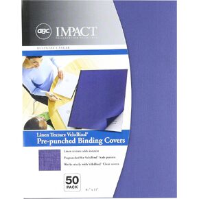 GBC VeloBind Linen Weave Standard Presentation Covers, 11 x 8.5 Inches, Non-Window, Square Corners, Navy, 50 Covers per Pack (9743511P)