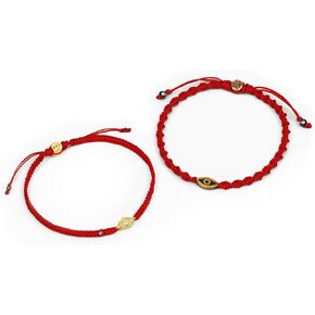 KARMA AND LUCK - Red String Evil Eye Charm Bracelets for Couples, Women, Men, Boy, Girl, Him, Her, BFF, Friend Gifts. Two Red Bracelets for Good Luck & Protection.