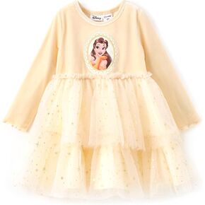 Disney Princess Baby Toddler Girl Flutter Long Sleeves Tulle Dress, Birthday Party Costume