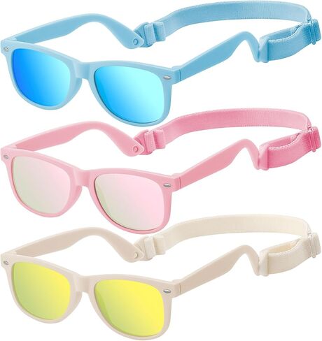 Baby Infant & Toddler Polarized Sunglasses with Strap, UV400 Protection for Boys & Girls 0-24 Months, 3 Pack in Saudi Arabia