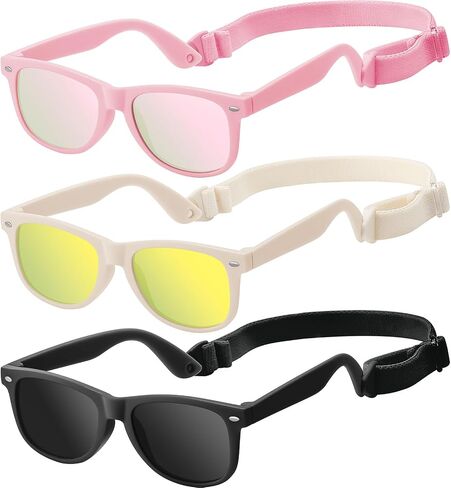 Baby Infant & Toddler Polarized Sunglasses with Strap, UV400 Protection for Boys & Girls 0-24 Months, 3 Pack in Saudi Arabia