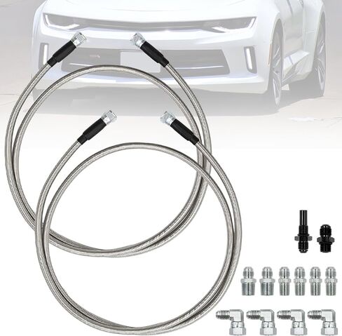 خرطوم خط تبريد ناقل الحركة 70 بوصة 6AN متوافق مع Chevy 1996-2021 وFord C6/AOD، 700R4 4L60 4L60E، طقم خطوط تبريد ناقل الحركة من الفولاذ المقاوم للصدأ، خرطوم PTFE المضفر SS، عبوتان in Saudi Arabia