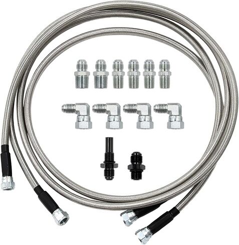 خرطوم خط تبريد ناقل الحركة 70 بوصة 6AN متوافق مع Chevy 1996-2021 وFord C6/AOD، 700R4 4L60 4L60E، طقم خطوط تبريد ناقل الحركة من الفولاذ المقاوم للصدأ، خرطوم PTFE المضفر SS، عبوتان in Saudi Arabia