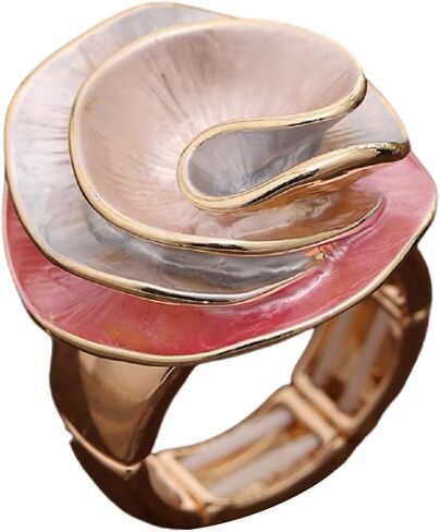 Chunky Big Flower Charm Elastic Band Stretch Cocktail Rings for Women Statement Jewelry in Kuwait