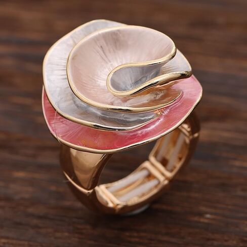 Chunky Big Flower Charm Elastic Band Stretch Cocktail Rings for Women Statement Jewelry in Kuwait