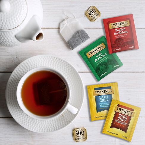 Twinings Black Tea Variety Pack with Earl Grey Tea, English Breakfast Tea, Irish Breakfast Tea, and Lady Grey Tea Bags, Individually Wrapped, 20 Count Ea (Pack of 3) in Saudi Arabia