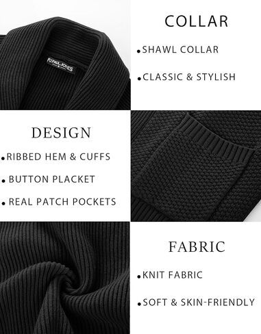 PJ PAUL JONES Mens Shawl Collar Cardigan Sweaters Knit Textured Sweater Button Down Cardigans in Saudi Arabia