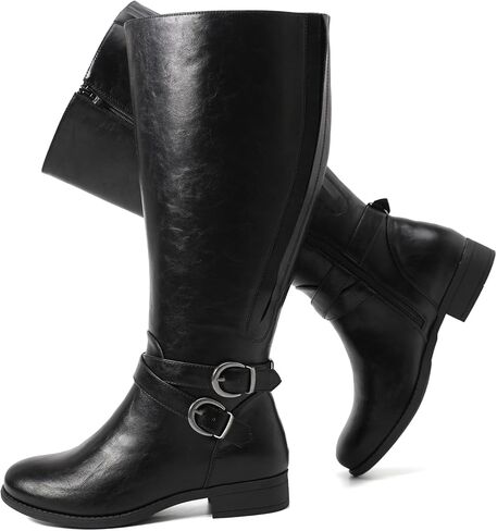 Luoika Women's Extra Wide Calf Knee High Boots, Wide Width Plus Size Knee-High Boots Low Heel Fashion Winter Boots. in Saudi Arabia
