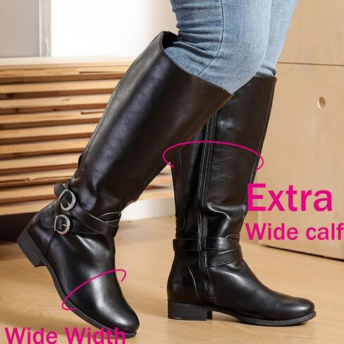 Luoika Women's Extra Wide Calf Knee High Boots, Wide Width Plus Size Knee-High Boots Low Heel Fashion Winter Boots. in Saudi Arabia