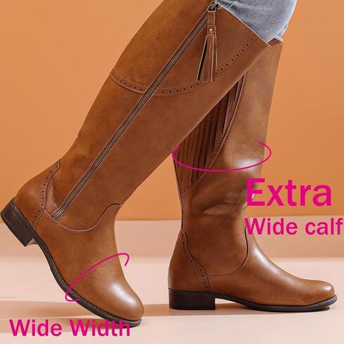 Luoika Women's Extra Wide Calf Knee High Boots, Wide Width Plus Size Knee-High Boots Low Heel Fashion Winter Boots. in Saudi Arabia