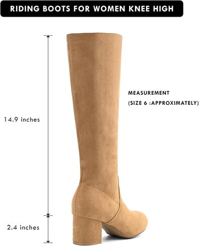 Shoe'N Tale Knee High Boots for Women Block Chunky Heel Boots with Side Zipper in Saudi Arabia