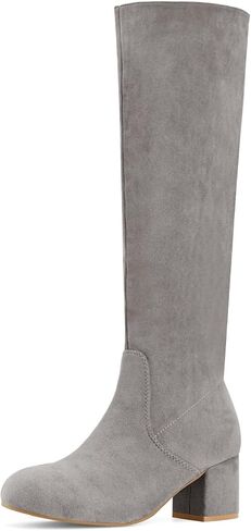 Shoe'N Tale Knee High Boots for Women Block Chunky Heel Boots with Side Zipper in Saudi Arabia