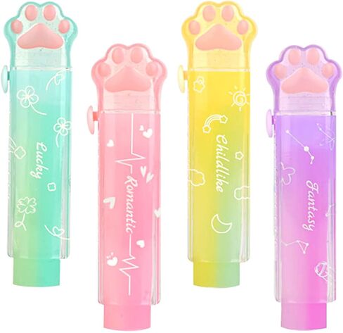 محايات مخالب القطط، 4 قطع ممحاة لطيفة بألوان قوس قزح قابلة للسحب للأطفال، ممحاة مطاطية قابلة للسحب للطلاب لكتابة ورسم محايات جمالية لمستلزمات القرطاسية المدرسية in Kuwait
