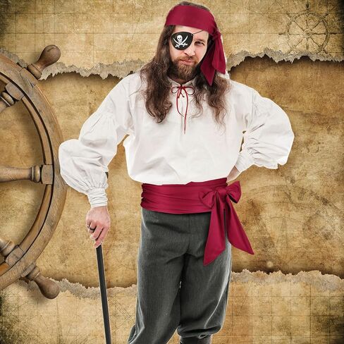 مجموعة إكسسوارات أزياء قرصان الهالوين 9 قطع من Geosar، 3 باندانا قرصان، 3 رقعة عين، قناع عين، 3 وشاح قرصان، حزام خصر in Kuwait