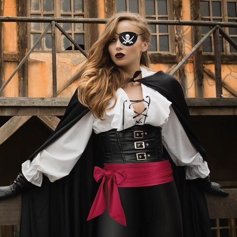 مجموعة إكسسوارات أزياء قرصان الهالوين 9 قطع من Geosar، 3 باندانا قرصان، 3 رقعة عين، قناع عين، 3 وشاح قرصان، حزام خصر in Kuwait