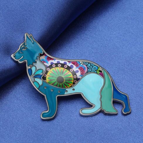 بروش كلب الراعي الألماني مصنوع من سبائك المينا ودبابيس على شكل جرو وحيوان أليف ووشاح وإكسسوارات مجوهرات هدايا للنساء والسيدات (أسود) in Kuwait