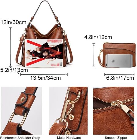 Women Handbags and Purse Sets Vegan Leather Tote Bags Fashion Hobo Bags Shoulder Bag Satchel Handbag Zip Wallet 2Pcs in Saudi Arabia