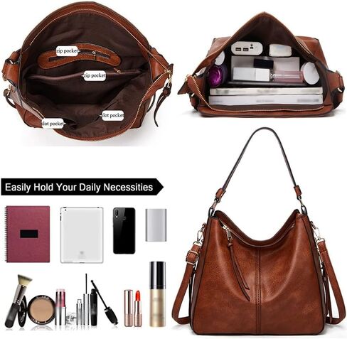 Women Handbags and Purse Sets Vegan Leather Tote Bags Fashion Hobo Bags Shoulder Bag Satchel Handbag Zip Wallet 2Pcs in Saudi Arabia
