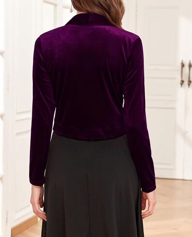 Women's Long Sleeve Velvet Shrug for Dresses Cocktail Party Open Front Cropped Bolero Cardigan Top in Saudi Arabia