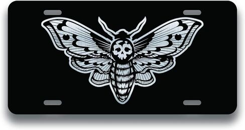 Classic Horror Film Etched Vanity Front License Plates (Skull Moth) in Saudi Arabia
