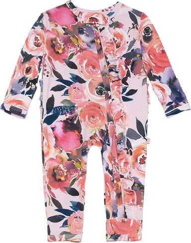 Posh Peanut Footless Baby Girl Pajamas - Viscose from Bamboo Ruffled Baby Sleepers with 2 Way Zipper for Easy Diaper Changes in Saudi Arabia