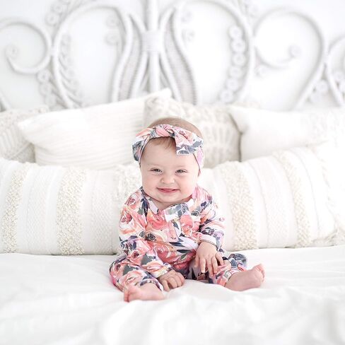 Posh Peanut Footless Baby Girl Pajamas - Viscose from Bamboo Ruffled Baby Sleepers with 2 Way Zipper for Easy Diaper Changes in Saudi Arabia