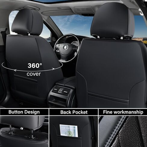 أغطية مقاعد السيارة Coverado الأمامية، عبوتان من أغطية المقاعد العالمية للسيارات، وسائد مقعد جلدية فاخرة، واقيات مقاعد مقاومة للماء والأوساخ وأغطية مقاعد مقاومة للأشعة فوق البنفسجية تناسب معظم المركبات باللون الأسود in Kuwait
