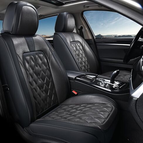 أغطية مقاعد السيارة Coverado الأمامية، عبوتان من أغطية المقاعد العالمية للسيارات، وسائد مقعد جلدية فاخرة، واقيات مقاعد مقاومة للماء والأوساخ وأغطية مقاعد مقاومة للأشعة فوق البنفسجية تناسب معظم المركبات باللون الأسود in Kuwait