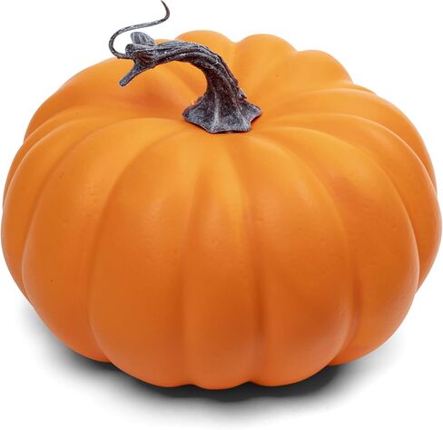 7 inch Artificial Orange Pumpkin Foam Harvest Decor Fake Paintable Pumpkin Decoration for Fall Autumn Halloween Holiday Home Decor (Orange) in Saudi Arabia