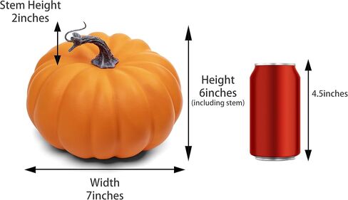7 inch Artificial Orange Pumpkin Foam Harvest Decor Fake Paintable Pumpkin Decoration for Fall Autumn Halloween Holiday Home Decor (Orange) in Saudi Arabia